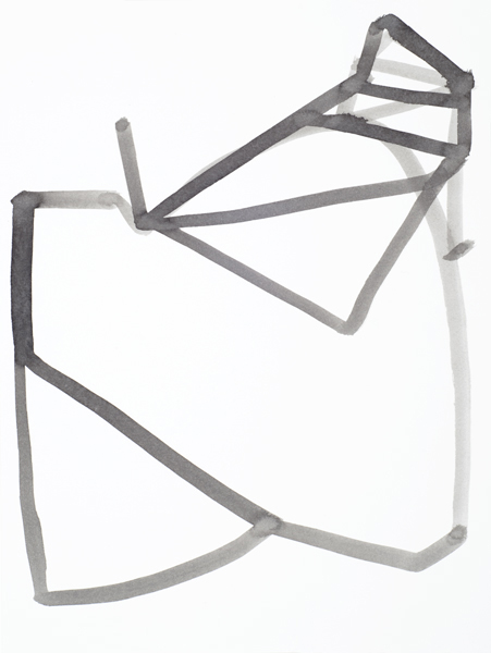 Jakob Flohe: Zeiger, 2012, Tusche auf Papier, 30,5 x 23 cm
