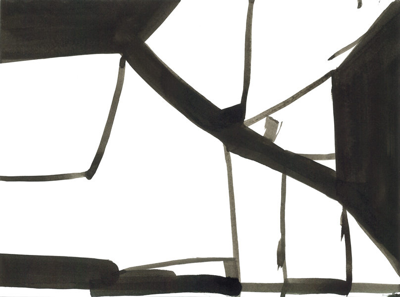 Jakob Flohe: Davos, 2014, Tusche auf Papier, 23 x 30,5 cm (Privatsammlung Wien)