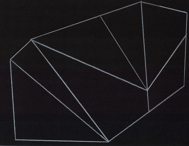 Jakob Flohe: Konstruktion 2, 2017, Farbstift auf Papier, 19,5 x 25 cm