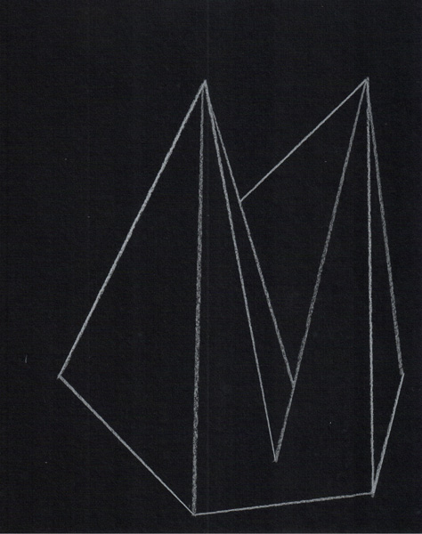 Jakob Flohe: Konstruktion P, 2018, Farbstift auf Papier, 25 x 19,5 cm