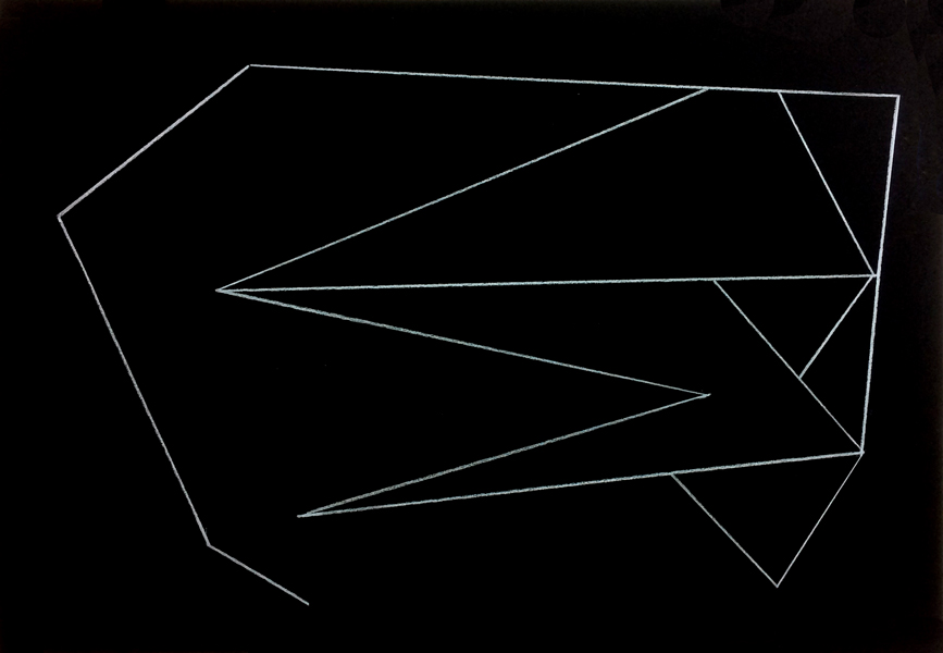 Jakob Flohe: <b>Cut</b> 2021<br>Kreidestift auf Papier<br>35 x 50 cm